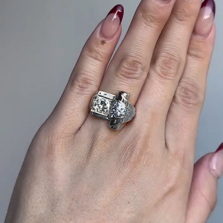 2.3 CTW Round Cut White Cubic Zirconia 925 Sterling Silver Vintage Ring
