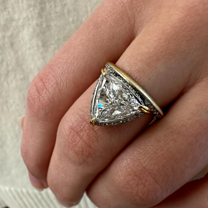 2CTW Trilliant Cut White Cubic Zirconia 925 Sterling Silver Vintage Engagement Ring