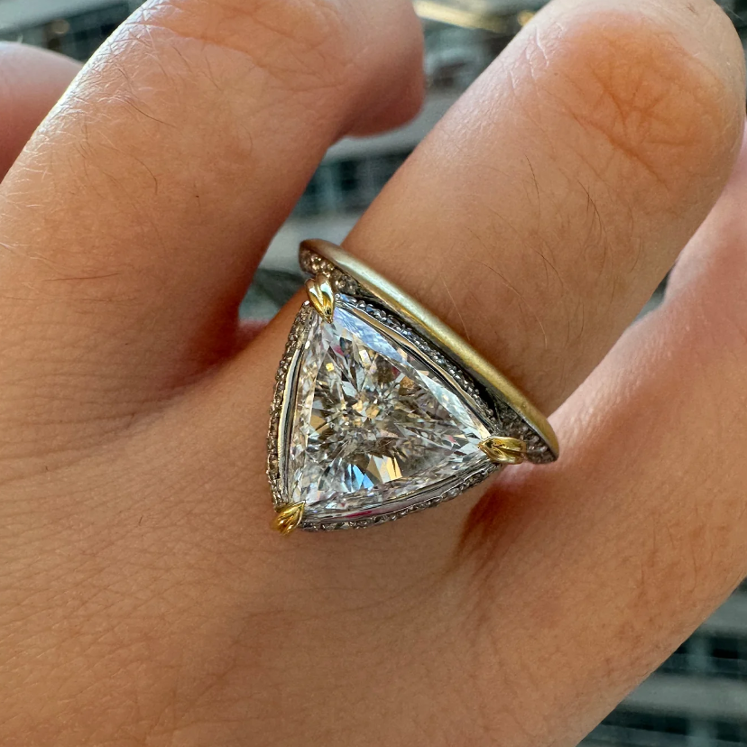 2CTW Trilliant Cut White Cubic Zirconia 925 Sterling Silver Vintage Engagement Ring