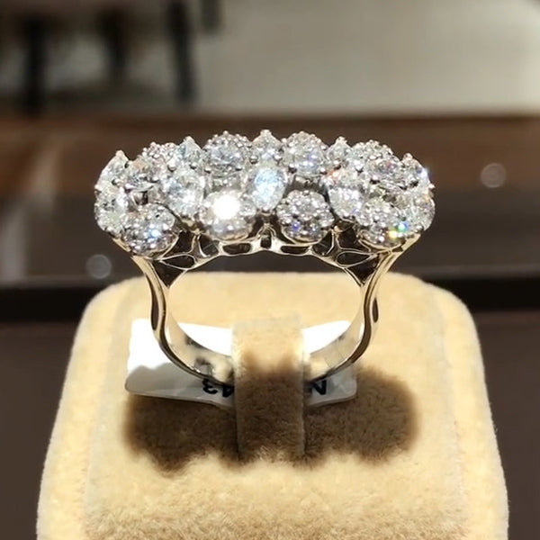 4 CTW Round & Marquise Cut White Cubic Zirconia 925 Sterling Silver Ring