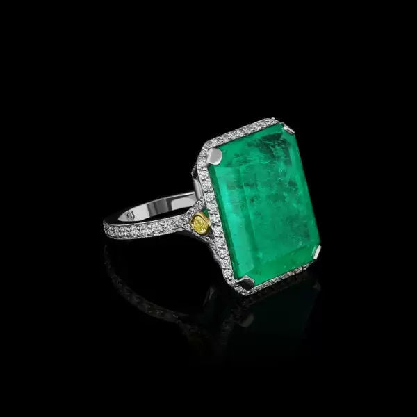 14 CTW Octagon Cut Green Cubic Zirconia 925 Sterling Silver Vintage Ring