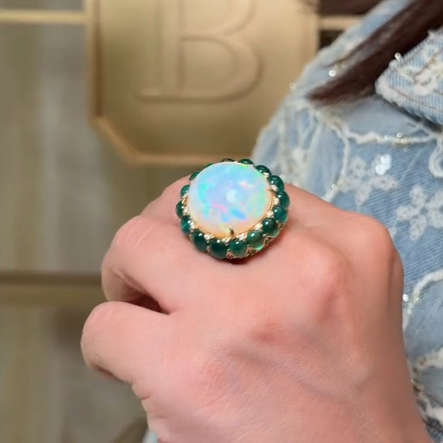 16ct Oval Cabochon Opal Birthstone Ring