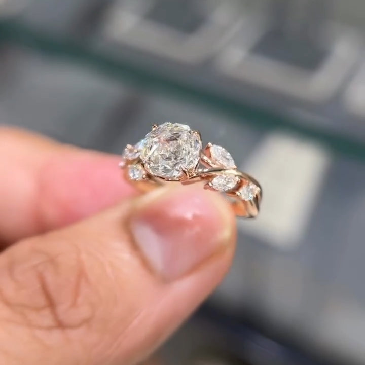 2ct Rose and Marquise-Cut Sapphire Petal Ring