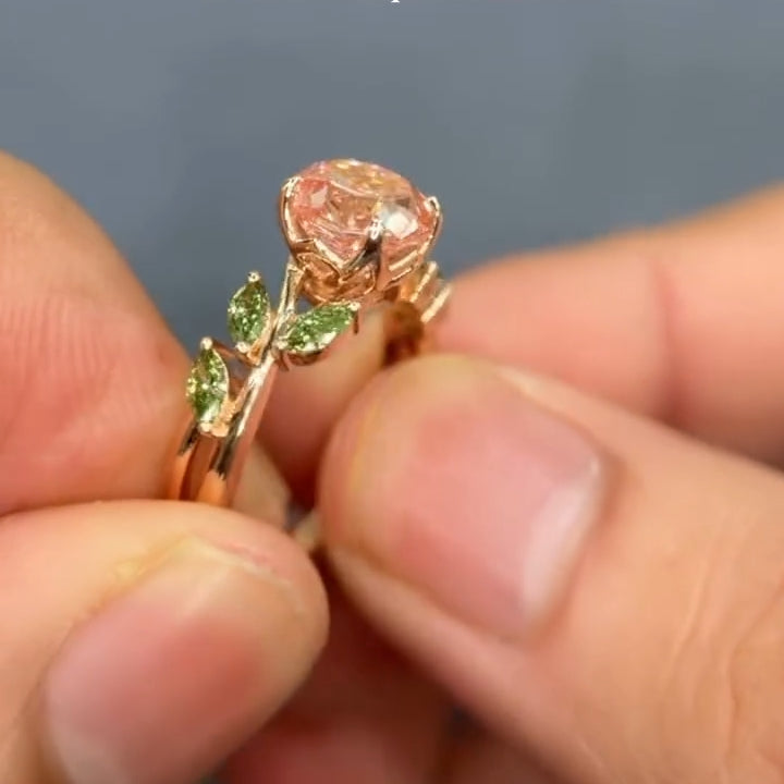 2ct Rose-Cut and Marquise-Cut Pink Sapphire Rose Petal Ring
