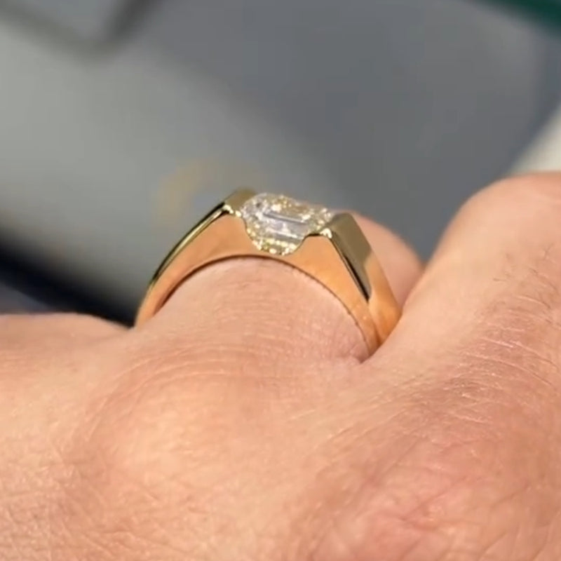 1.5ct Emerald-Cut Men’s Minimalist Sapphire Engagement Ring