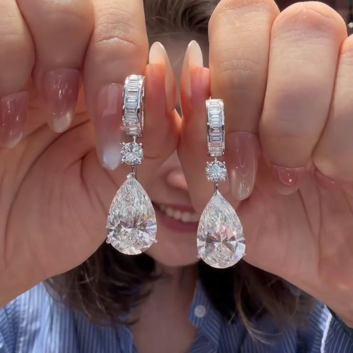 8-Carat Pear-Cut Sapphire Pendant Earrings