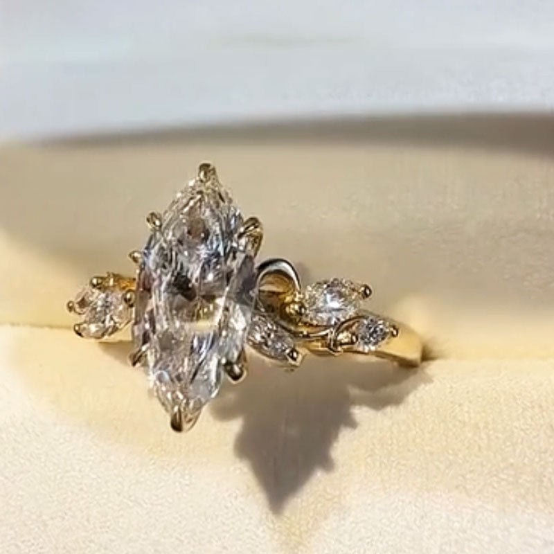 2.5ct Marquise-Cut Sapphire Ivy-Inspired Engagement Ring