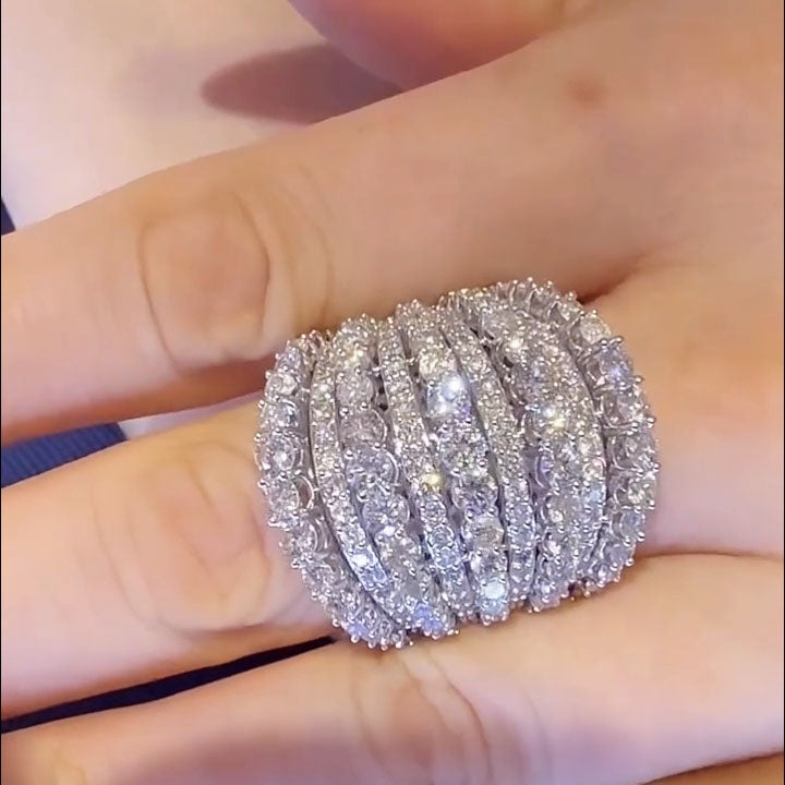 2.1 ctw Round Multi-Layer Cluster Sapphire Ring