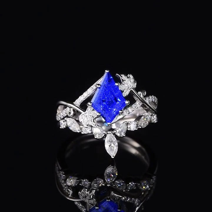 2.7ct Gothic-Style Shield-Cut Blue Sapphire Stackable Ring