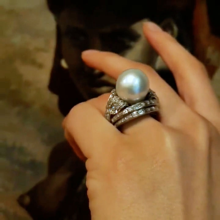 2.0ct Marquise-Cut Sapphire and Pearl Ring