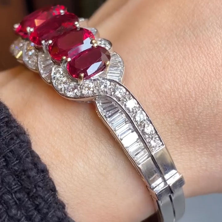 30 ctw Oval-Cut Ruby Bracelet