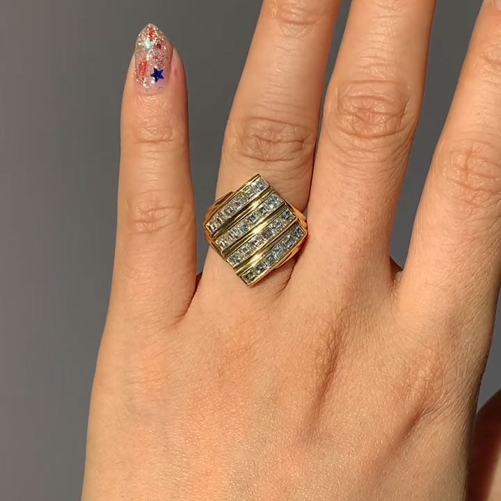 2 ctw Square-Cut Four-Row Channel-Set Sapphire Ring