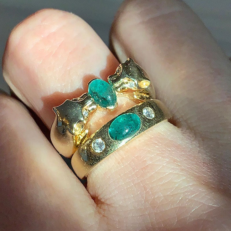 3ctw Cabochon Emerald Stackable Ring