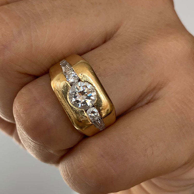2 ctw Round and Marquise-Cut Vintage-Style Statement Sapphire Ring