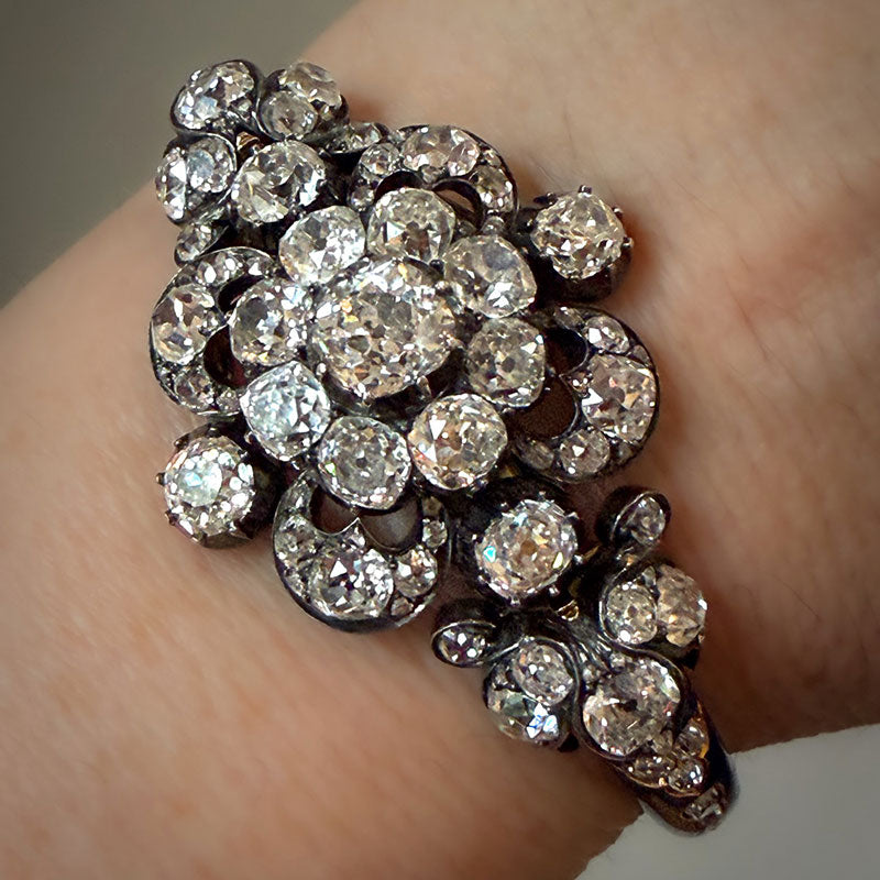 10 ctw Vintage-Style Sapphire Cluster Bracelet Featuring Old-Cut Stones