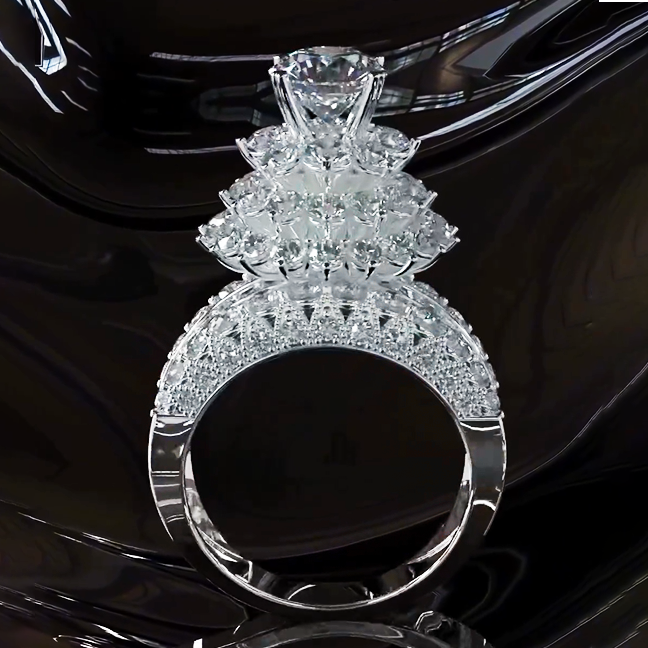 15 CTW Round Cut White Cubic Zirconia 925 Sterling Silver Engagement Ring