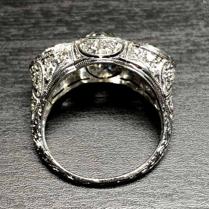 8.3 CTW Round Cut White Cubic Zirconia 925 Sterling Silver Vintage Ring