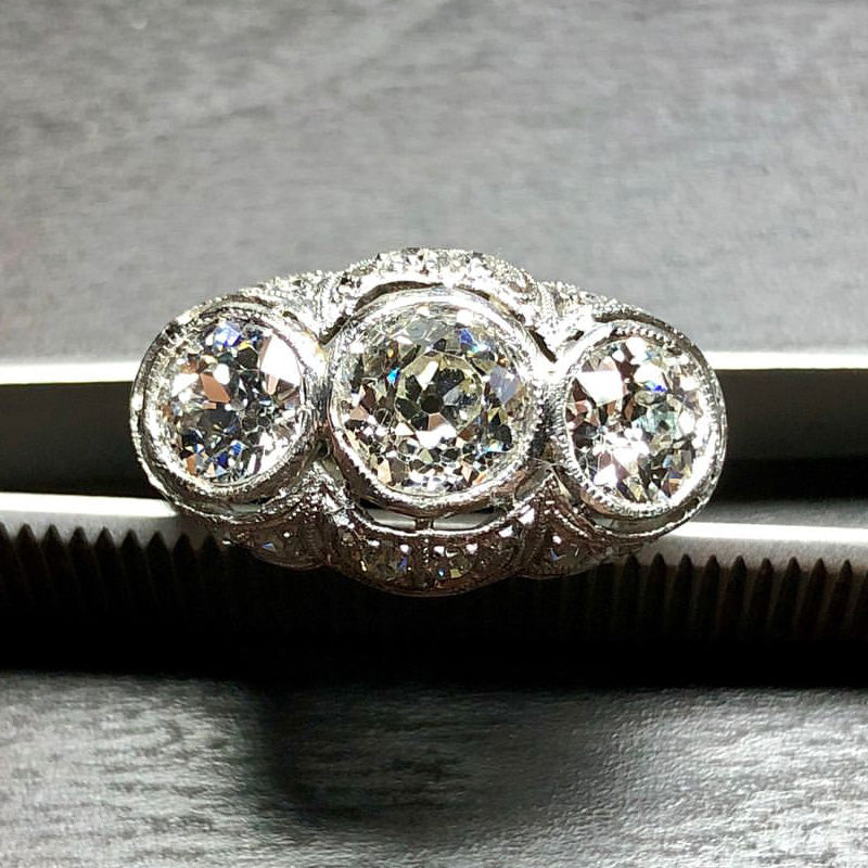 8.3 CTW Round Cut White Cubic Zirconia 925 Sterling Silver Vintage Ring