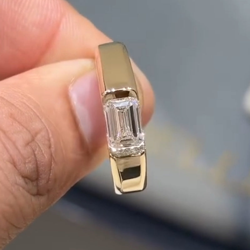 1.5ct Emerald-Cut Men’s Minimalist Sapphire Engagement Ring