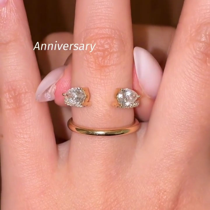 2.09ct Pear-Shaped Sapphire Three-Stone Stackable Engagement Ring