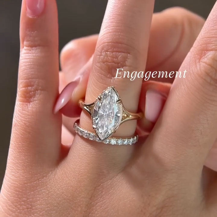 2.5ct Marquise-Cut Sapphire Stackable Engagement Ring