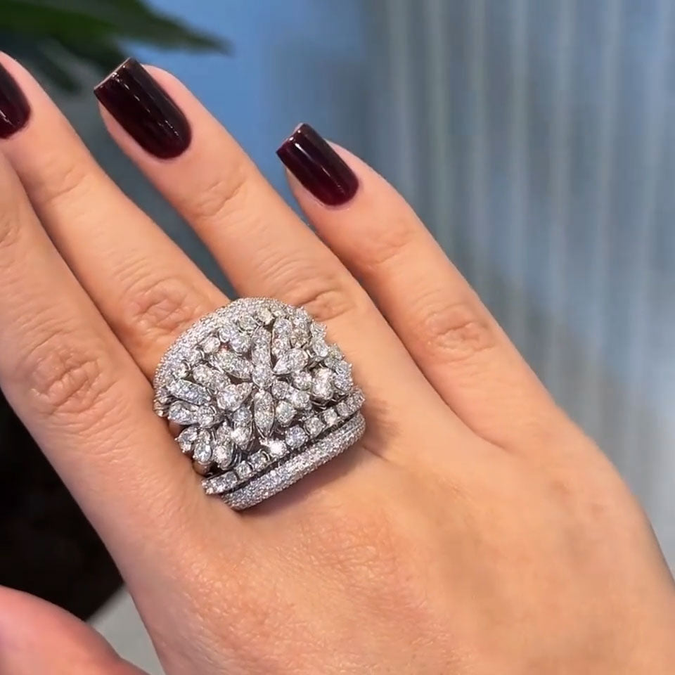 3ctw Round Sapphire Cluster Wide Ring