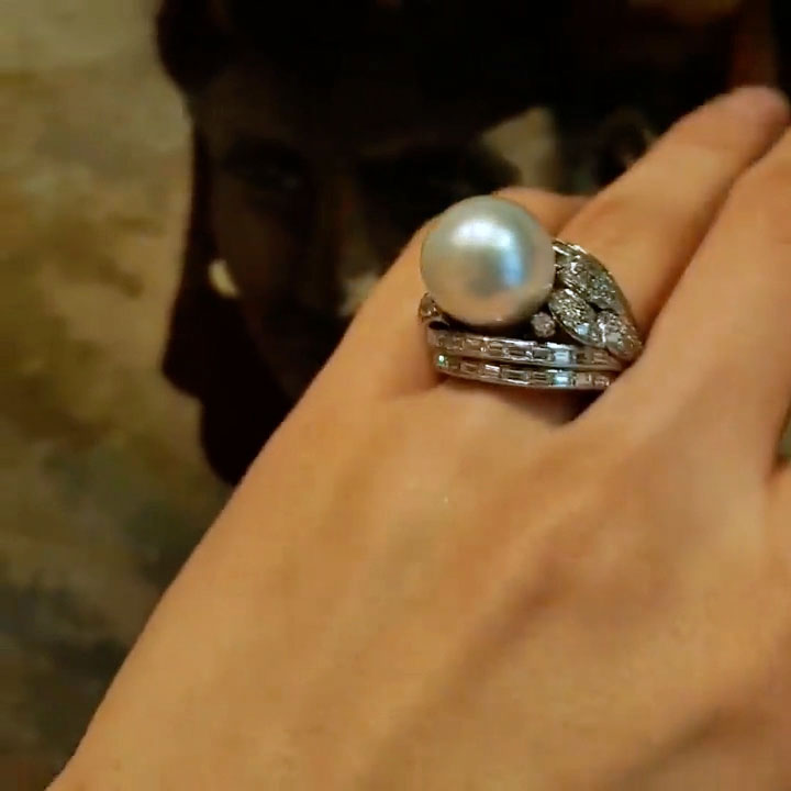 2.0ct Marquise-Cut Sapphire and Pearl Ring