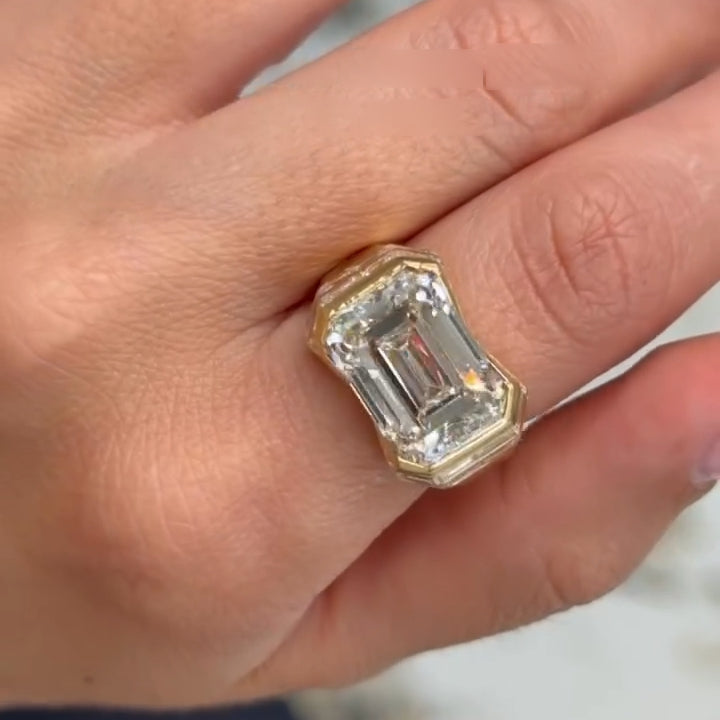 9ctw Emerald-Cut Art Deco-Style Sapphire Engagement Ring