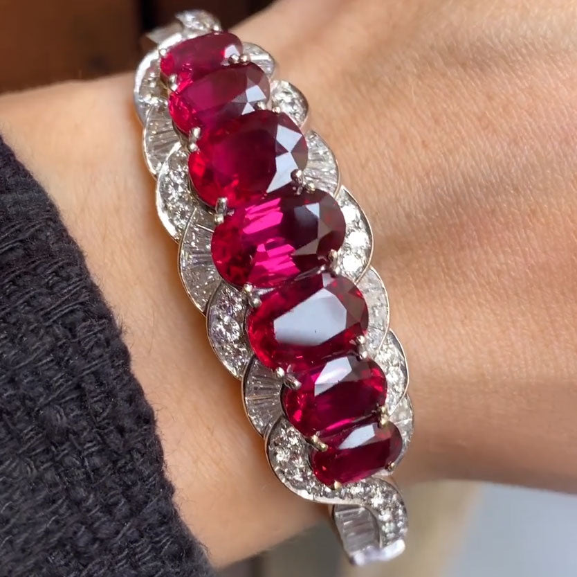 30 ctw Oval-Cut Ruby Bracelet