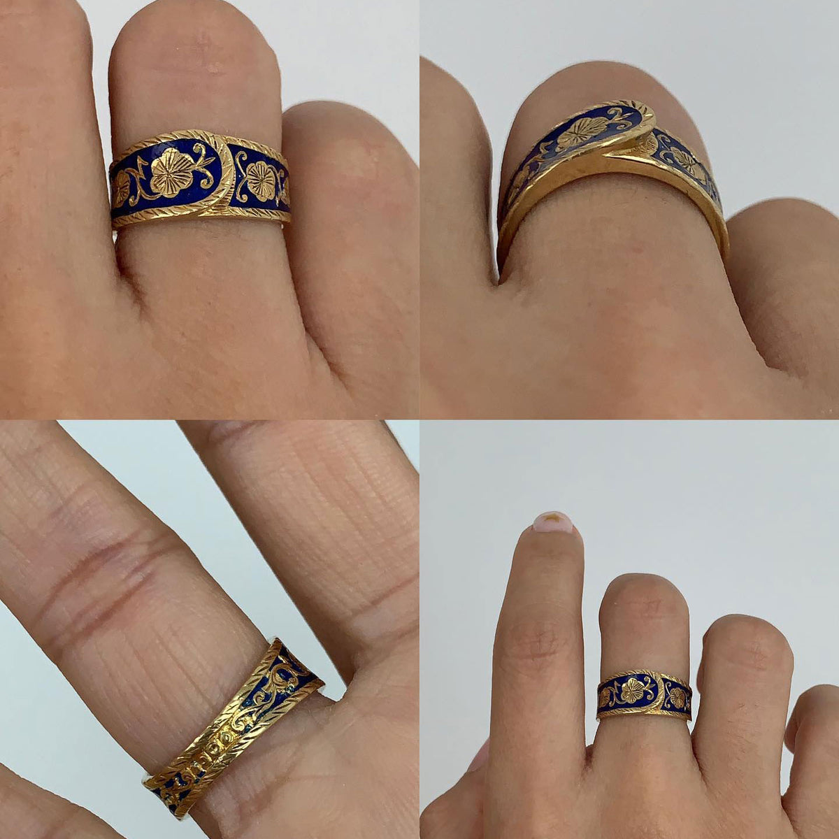 Vintage-Style Floral Sapphire Stackable Ring