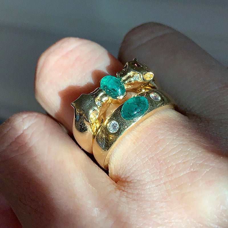 3ctw Cabochon Emerald Stackable Ring