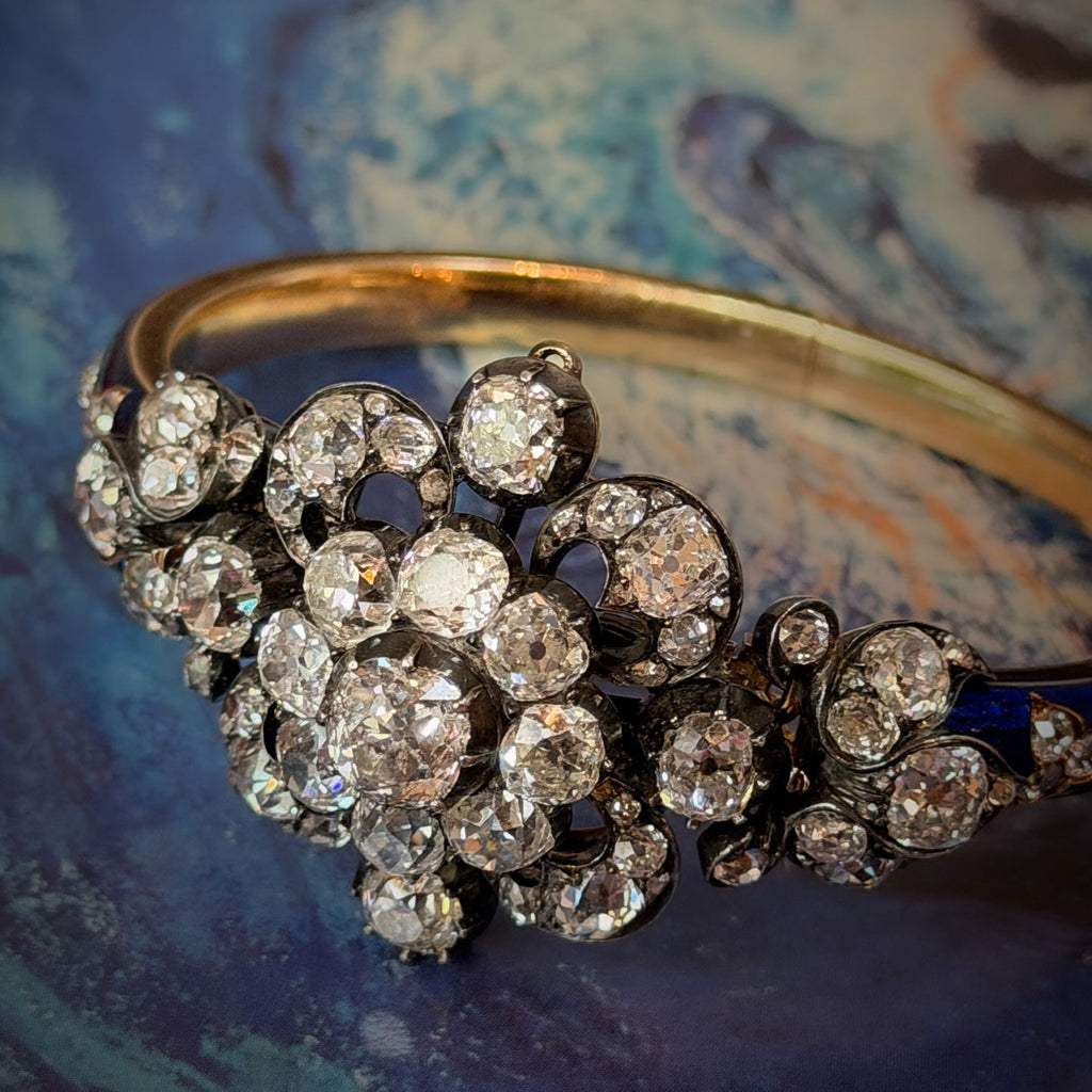 10 ctw Vintage-Style Sapphire Cluster Bracelet Featuring Old-Cut Stones