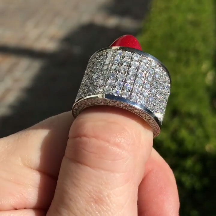 2 ctw Multi-Row Pavé-Set Round Sapphire Wide Band
