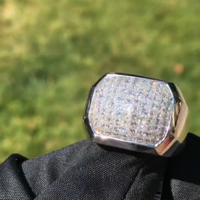 Men’s Luxury Pavé-Set Square Signet Ring