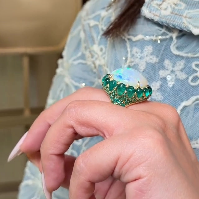 16ct Oval Cabochon Opal Birthstone Ring