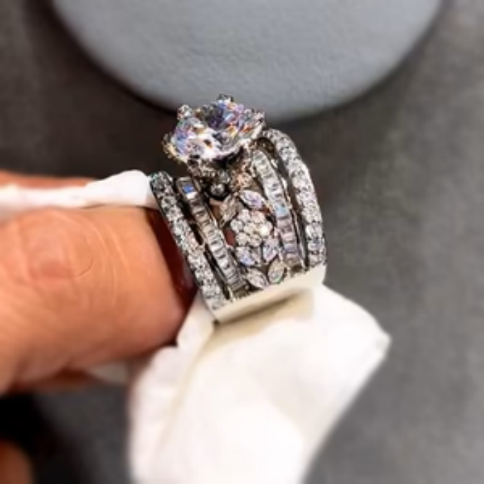 7 CTW Round Cut White Cubic Zirconia 925 Sterling Silver Engagement Ring