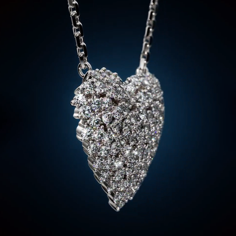2 CTW Round Cut White Cubic Zirconia 925 Sterling Silver Necklace