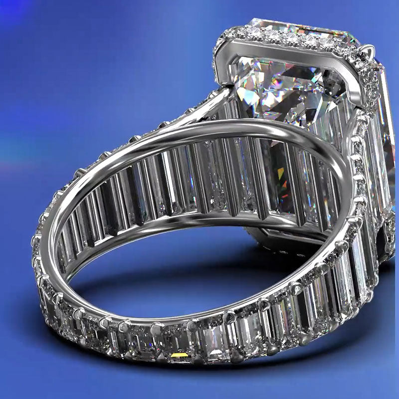 5.6 CTW Emerald Cut White Cubic Zirconia 925 Sterling Silver Engagement Ring