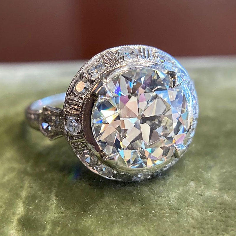 3.05 CTW Round Cut White Cubic Zirconia 925 Sterling Silver Vintage Engagement Ring