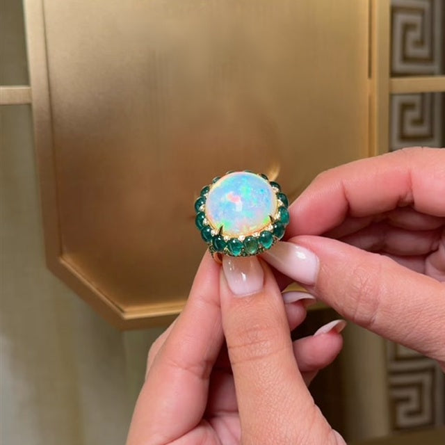 16ct Oval Cabochon Opal Birthstone Ring