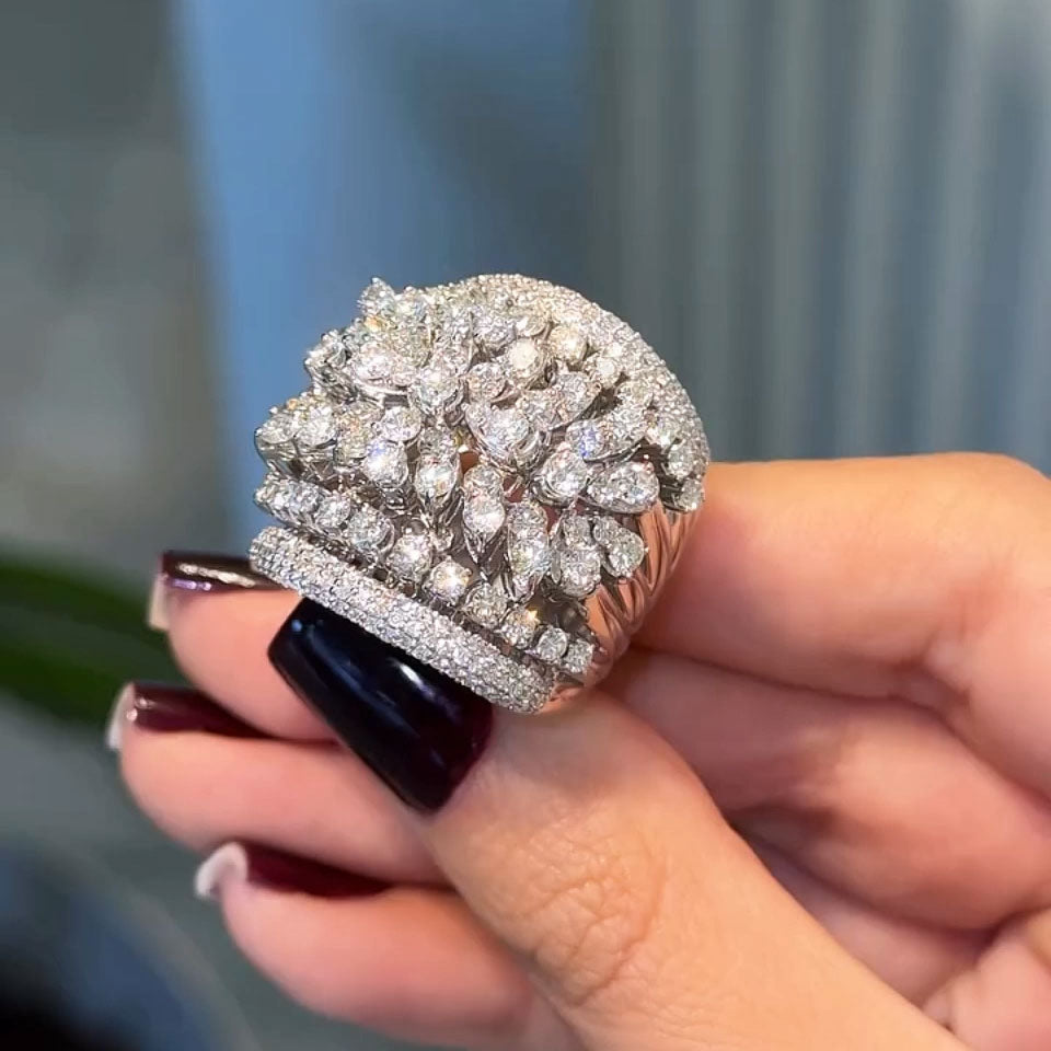 3ctw Round Sapphire Cluster Wide Ring
