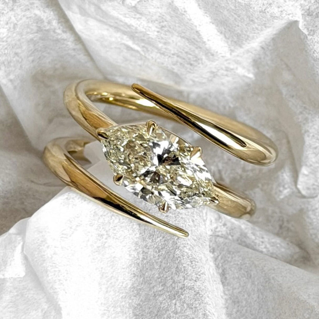 2.1ct Marquise-Cut Sculptural 3-Band Ring