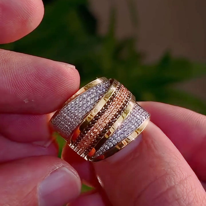 1.8 ctw Multi-hued Sapphire Micro-pavé Crisscross Wide Ring