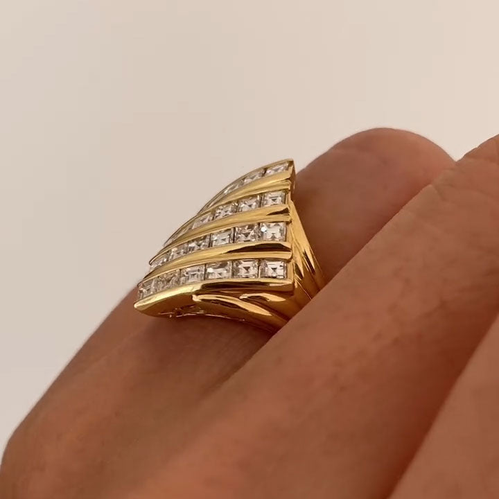 2 ctw Square-Cut Four-Row Channel-Set Sapphire Ring