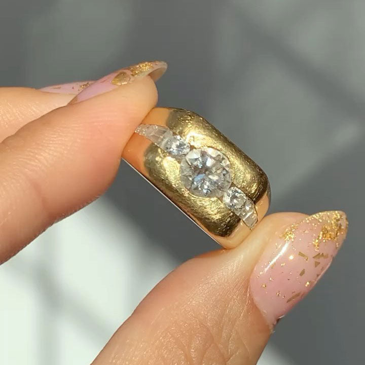 2 ctw Round and Marquise-Cut Vintage-Style Statement Sapphire Ring