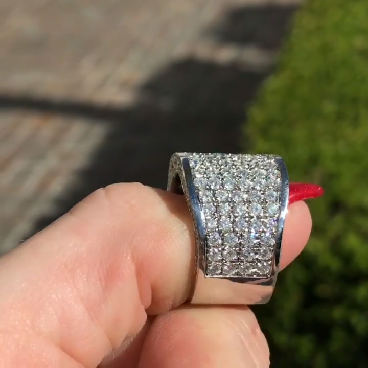 2 ctw Multi-Row Pavé-Set Round Sapphire Wide Band