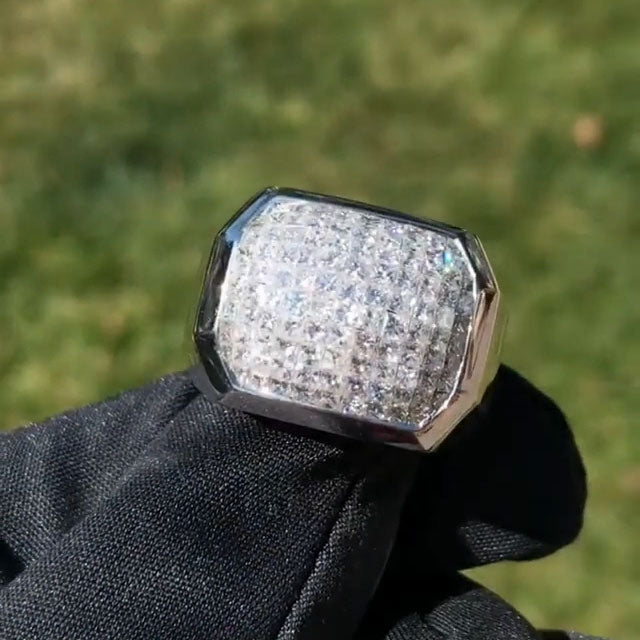 Men’s Luxury Pavé-Set Square Signet Ring