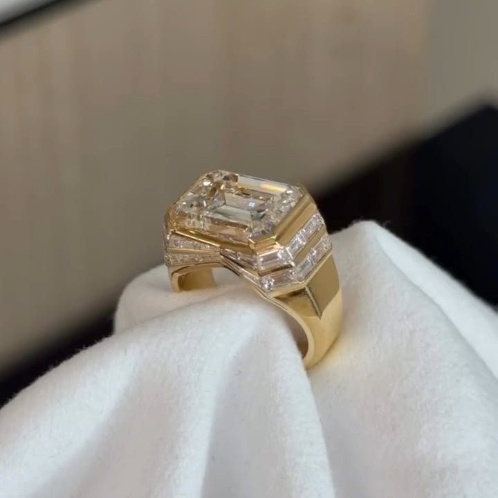 9ctw Emerald-Cut Art Deco-Style Sapphire Engagement Ring