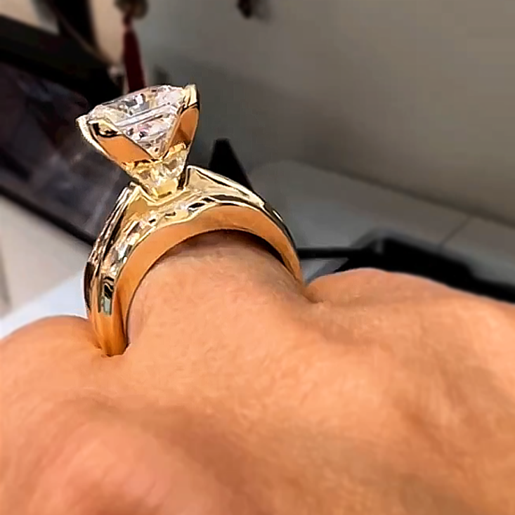 6CTW Princess Cut White Cubic Zirconia 925 Sterling Silver Engagement Ring