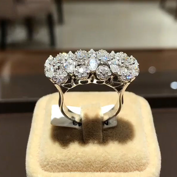 4 CTW Round & Marquise Cut White Cubic Zirconia 925 Sterling Silver Ring